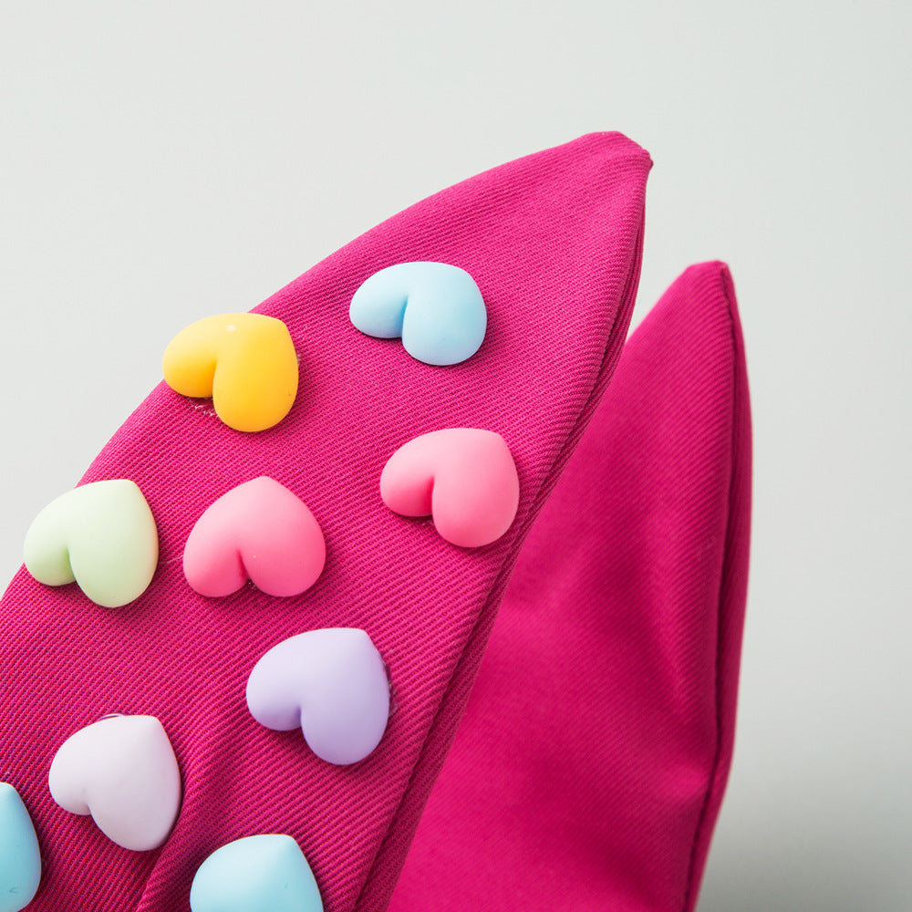 Wholesale Valentine's Day Candy Color Love Fabric Hair Hoops